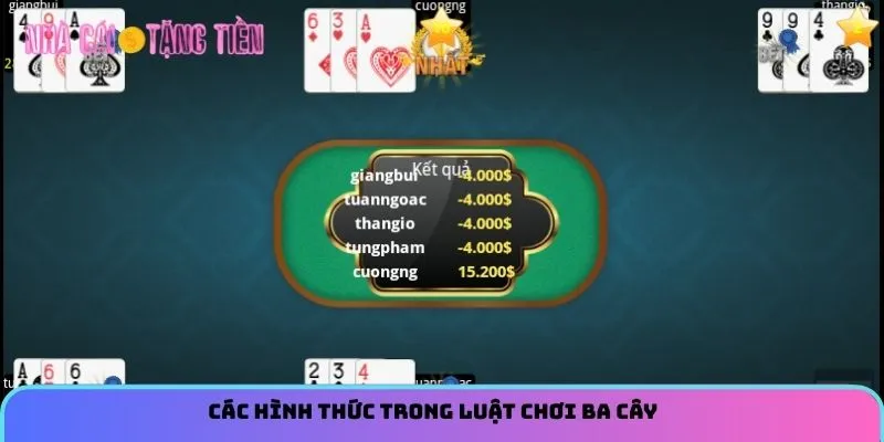 Các hình thức trong luật chơi Ba cây